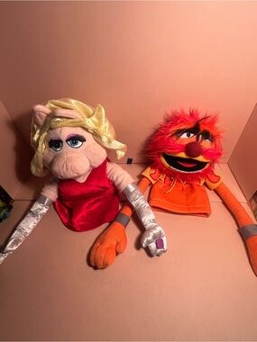 Miss Piggy and Animal Plush Puppet Set - set of 2 hand puppets 🎀🎸